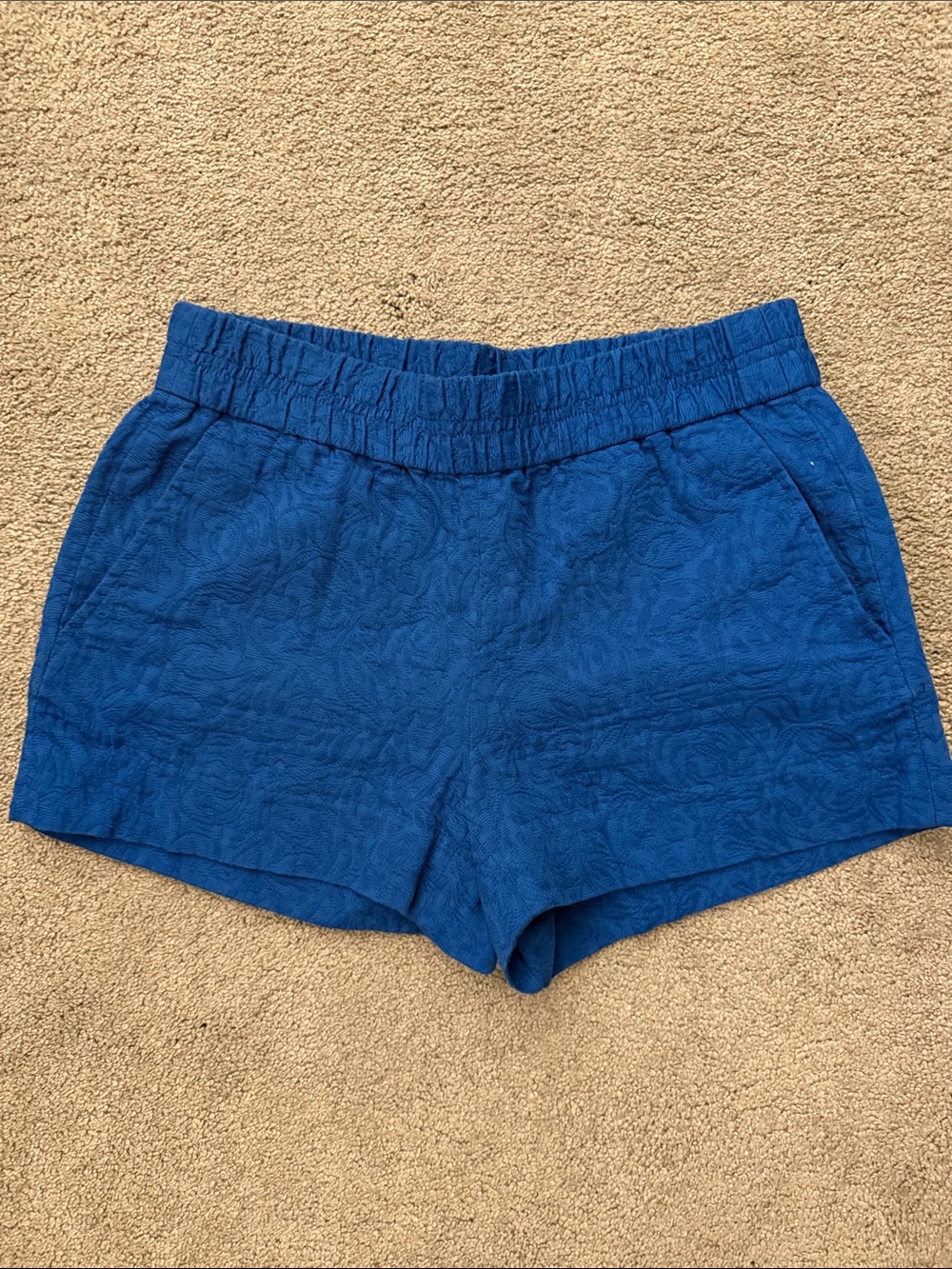 J. Crew Royal Blue High-Waist Textured Shorts